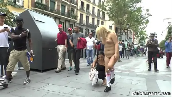 Blonde slave naked crawl in public کل موویز دکھائیں