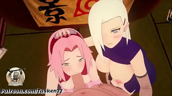 Tunjukkan NARUTO 3D HENTAI: Kunoichi Sluts Ino & Sakura thanking their hero Naruto jumlah Filem